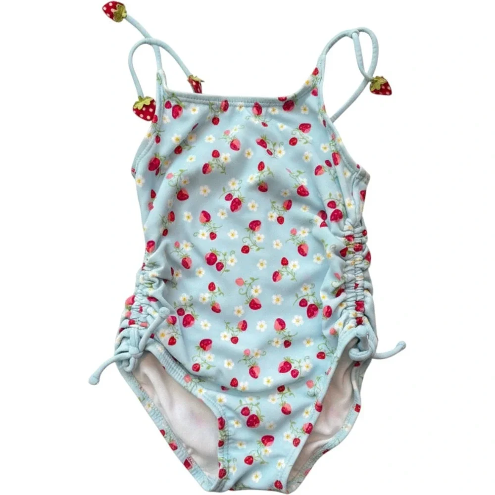 Gymboree Baby Girls Strawberry Print One Piece Swimsuit Blue 6-12 Months 2003